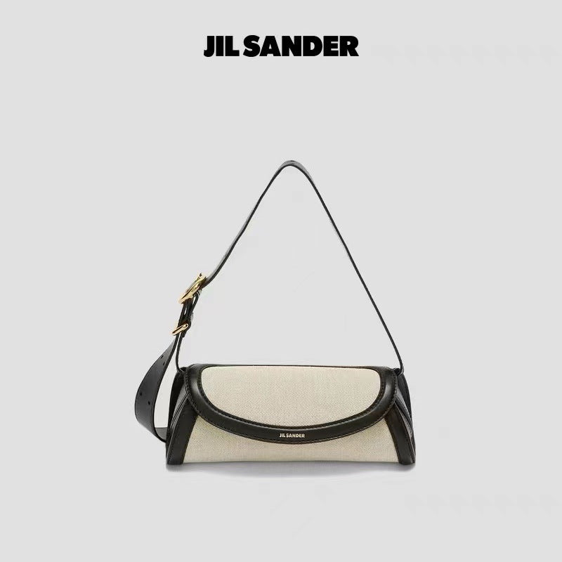 Women's Round Genuine Leather Versatile Retro Canvas Shoulder Bags