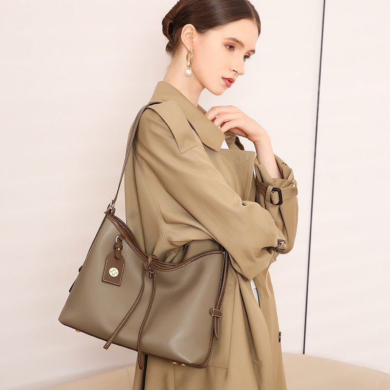 Women's High-grade Large Capacity First Layer Cowhide Armpit Bags