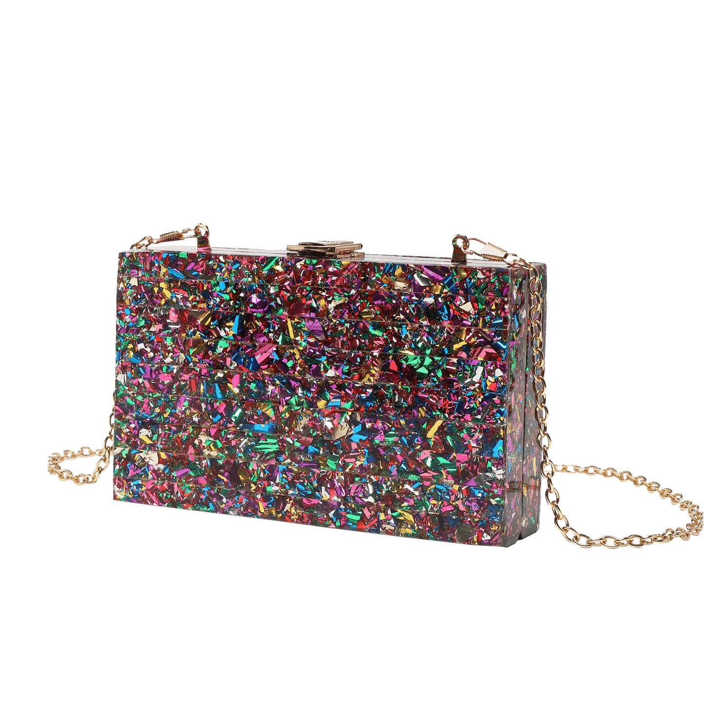 Dinner Fashion Striped Stitching Pearlescent Acrylic Handbags