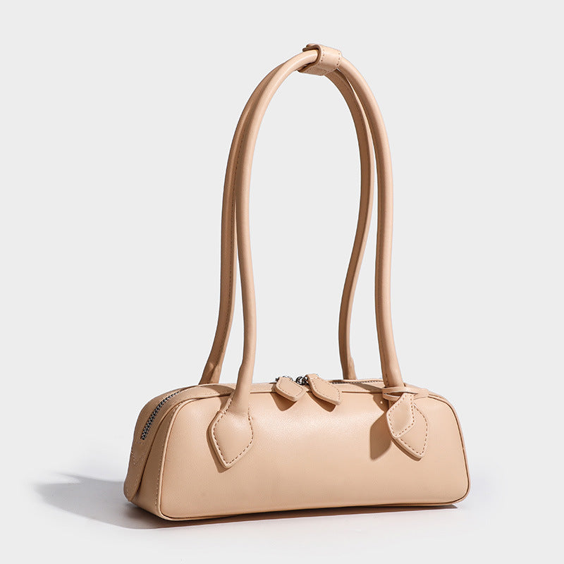 Women's Cowhide French Style Sausage Retro Underarm High Shoulder Bags
