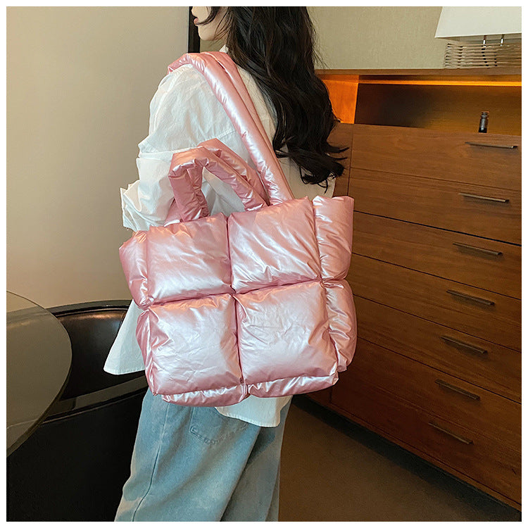 Women's Down Soft Plaid Feeding Cotton Fashion Shoulder Bags