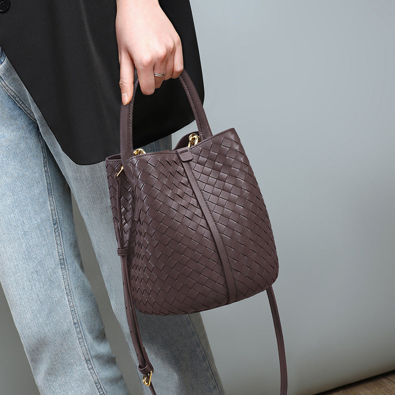 Women's Summer Cross Body Genuine Leather Woven Crossbody Bags
