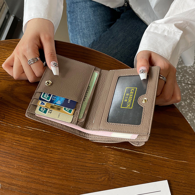 Women's Large Capacity Leather Short Top Layer Ladies Wallets