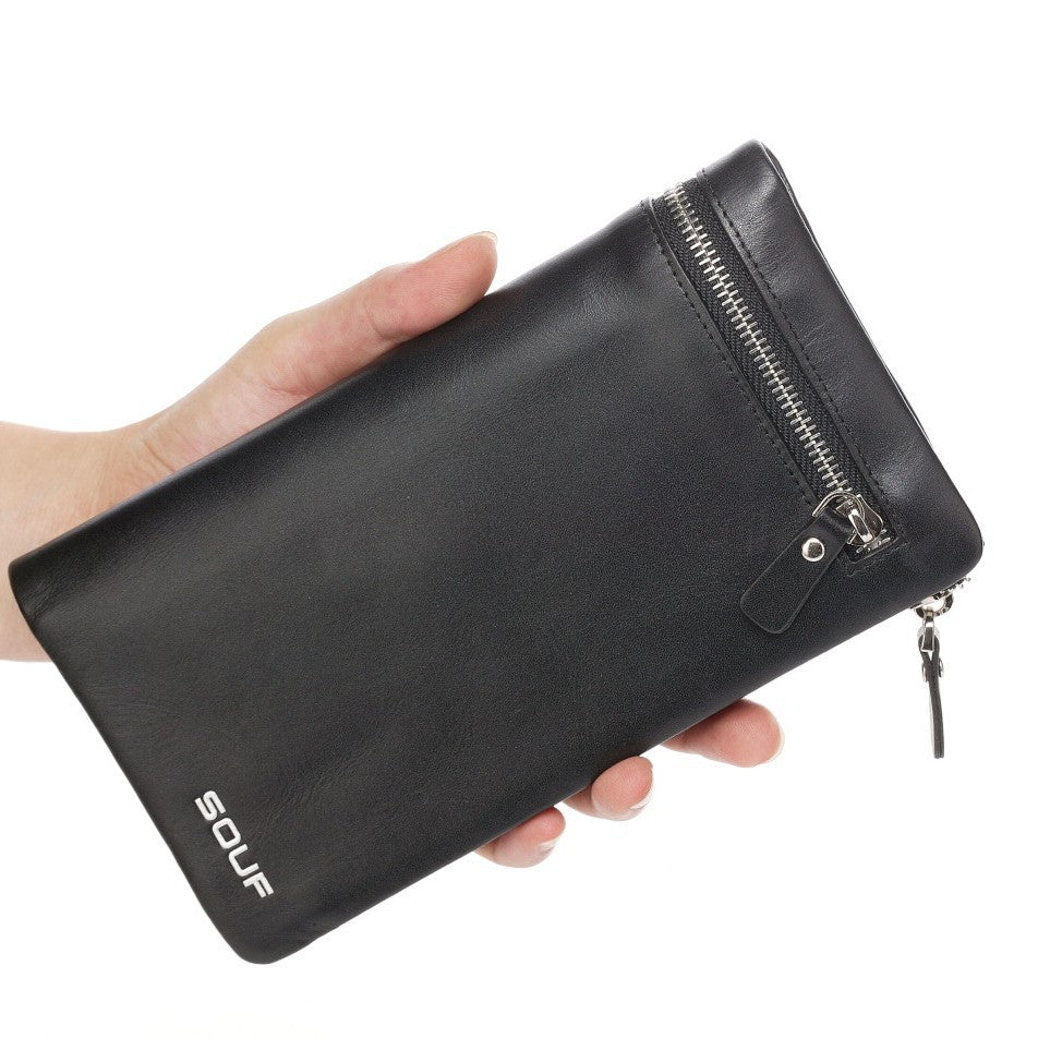 Men's Long Genuine Leather Zipper Full First Men's Wallets