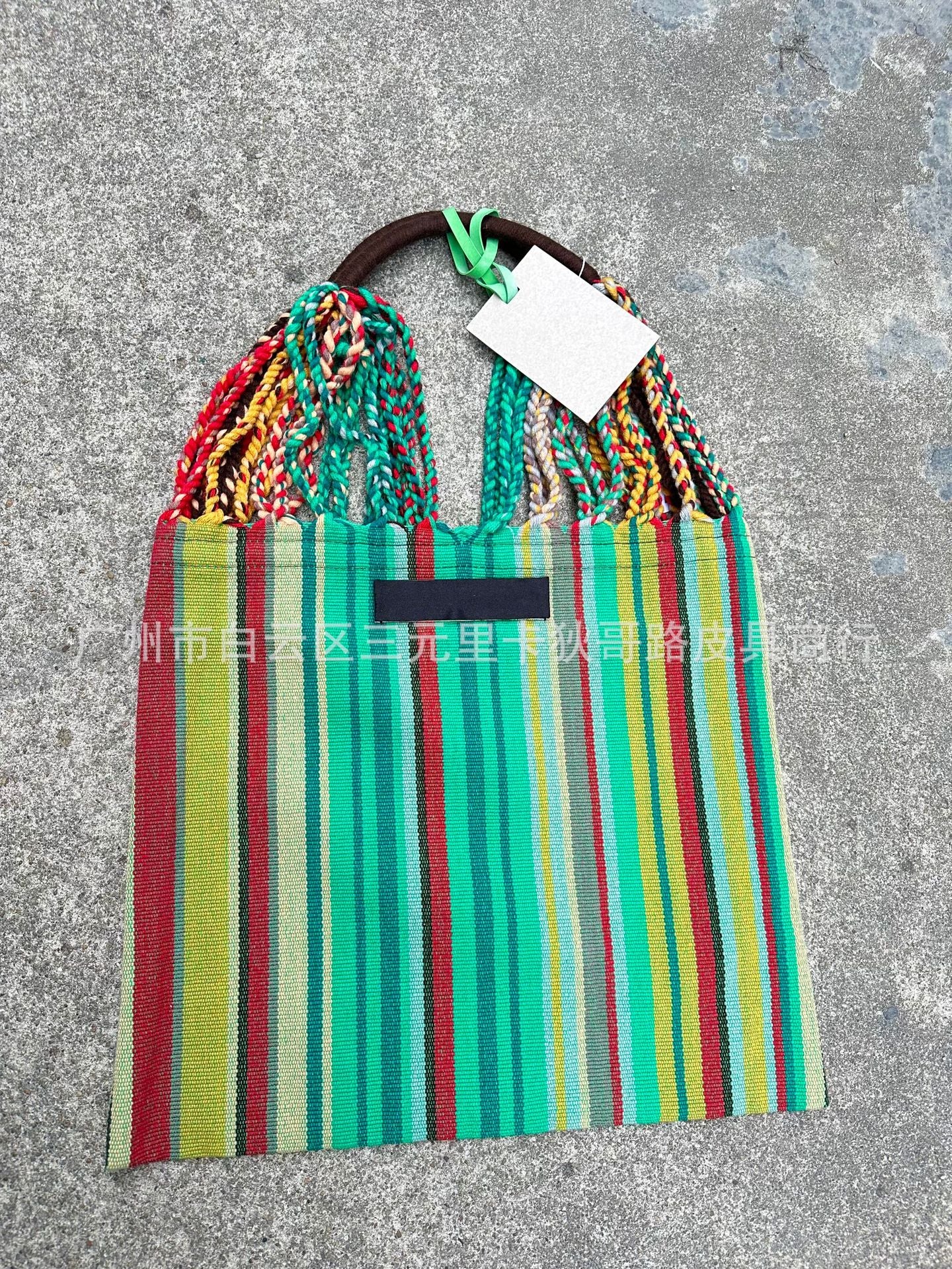 Striped Large Capacity Shopping Wool Woven Handbags
