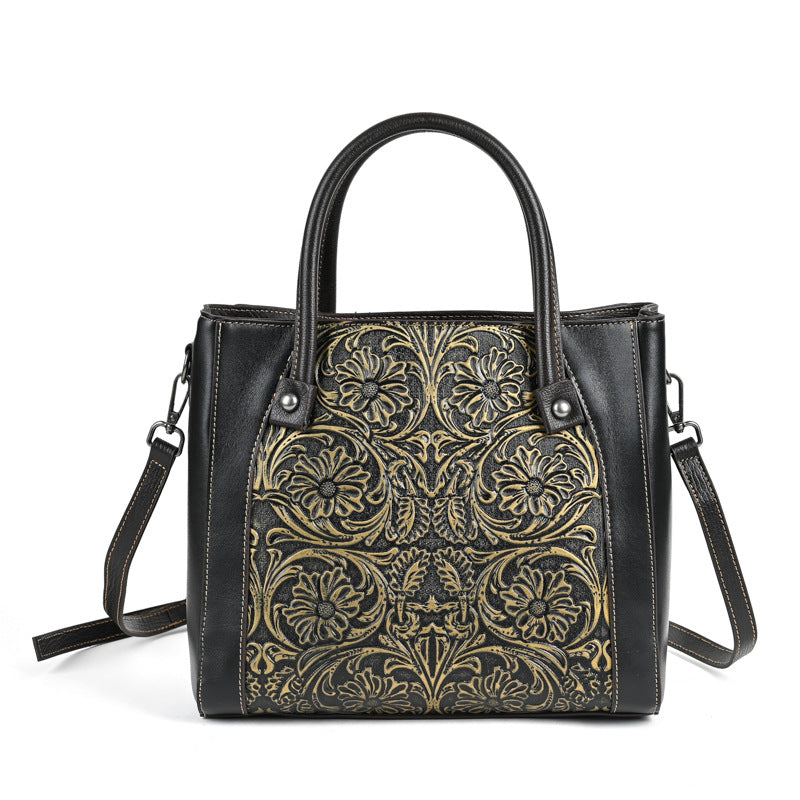 Women's Hand-rub Color Portable First Layer Cowhide Mother-in-law Foreskin Handbags