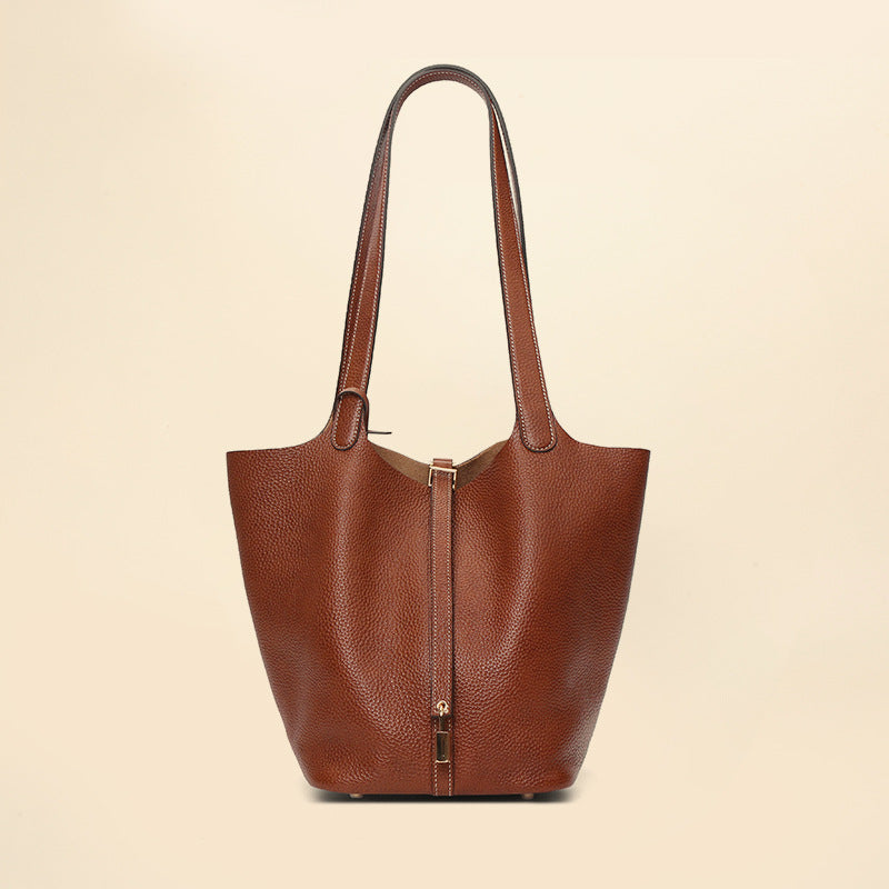 Women's Vegetable Basket Genuine Leather Large Capacity Handbags