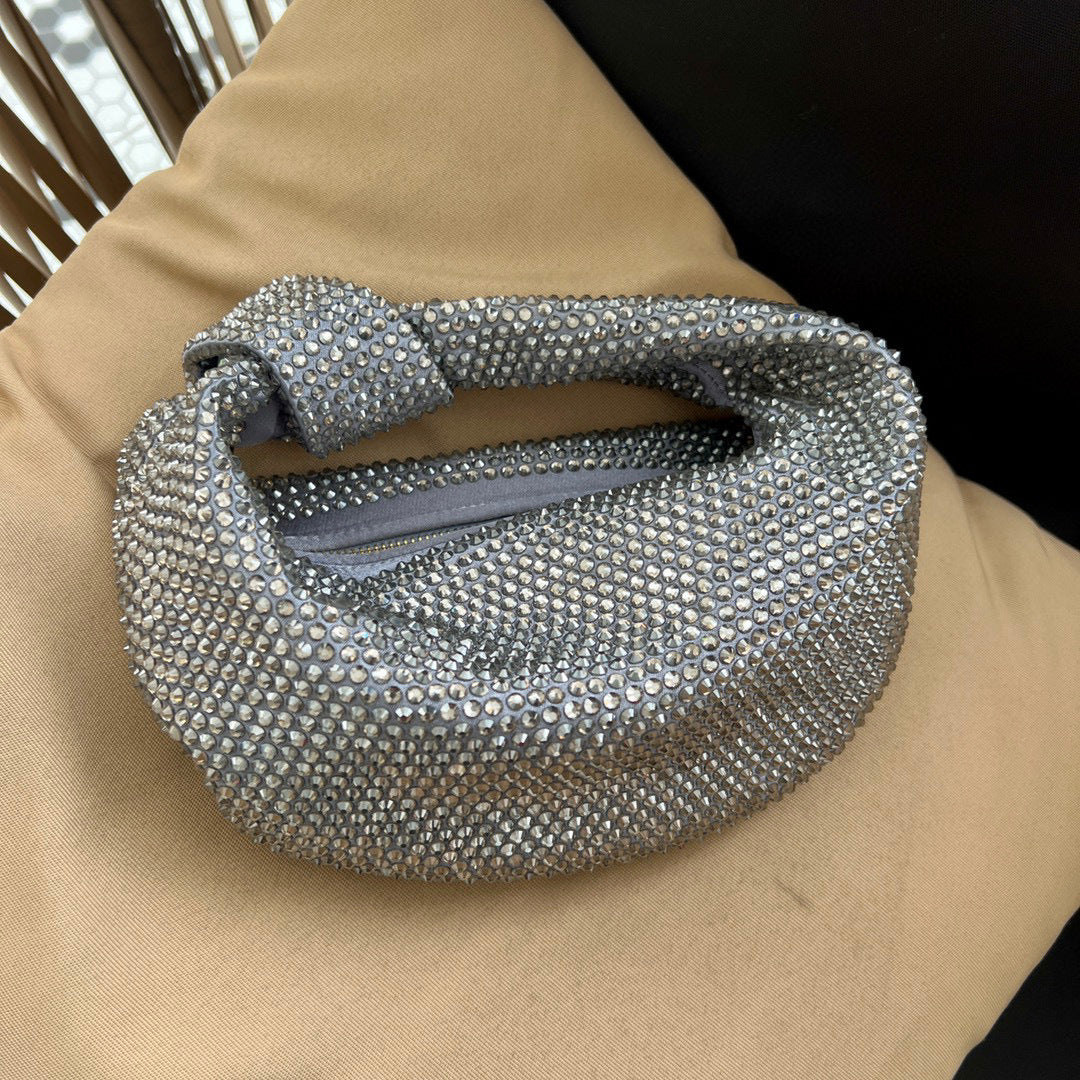 Women's Fashionable Knotted Bright Crystal Large Capacity Handbags