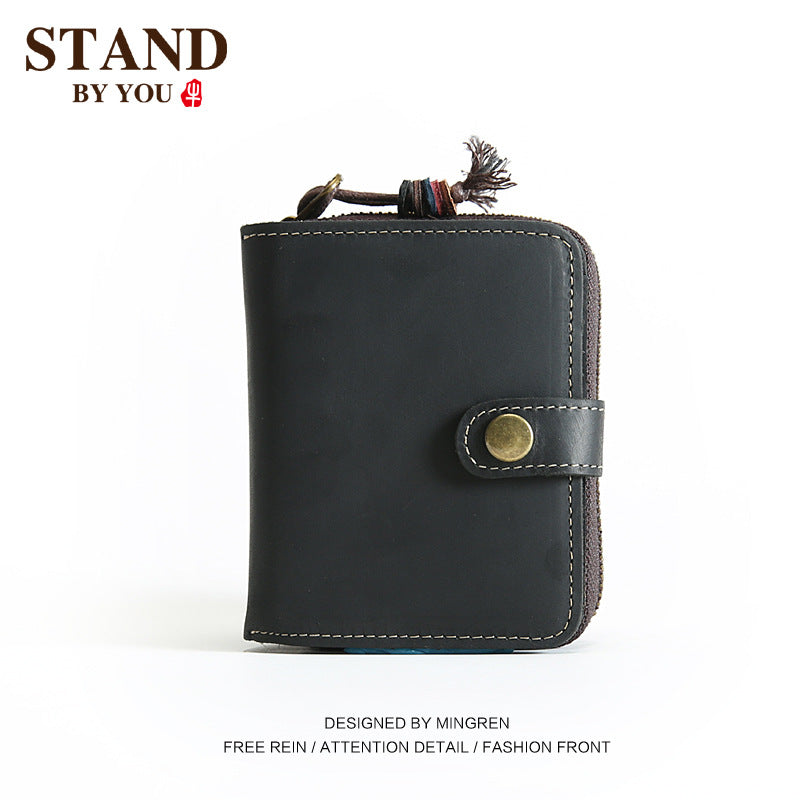 Men's Handmade Retro Short Genuine Leather Cowhide Men's Wallets