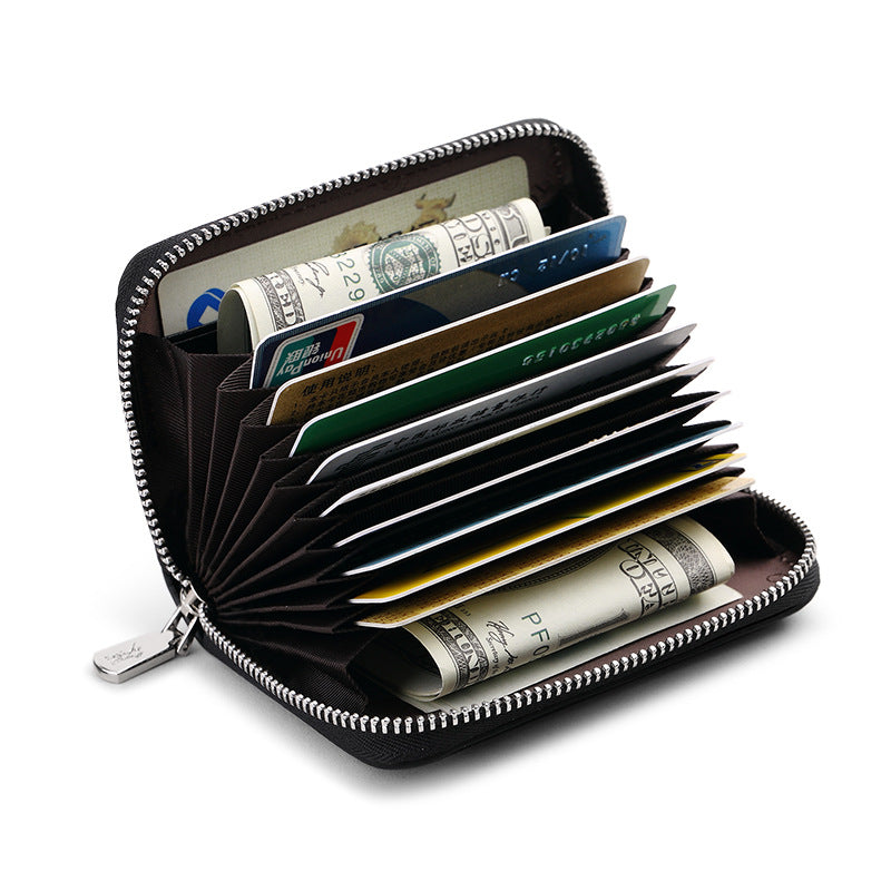 Men's First Layer Cowhide Business Clamp Multiple Men's Wallets