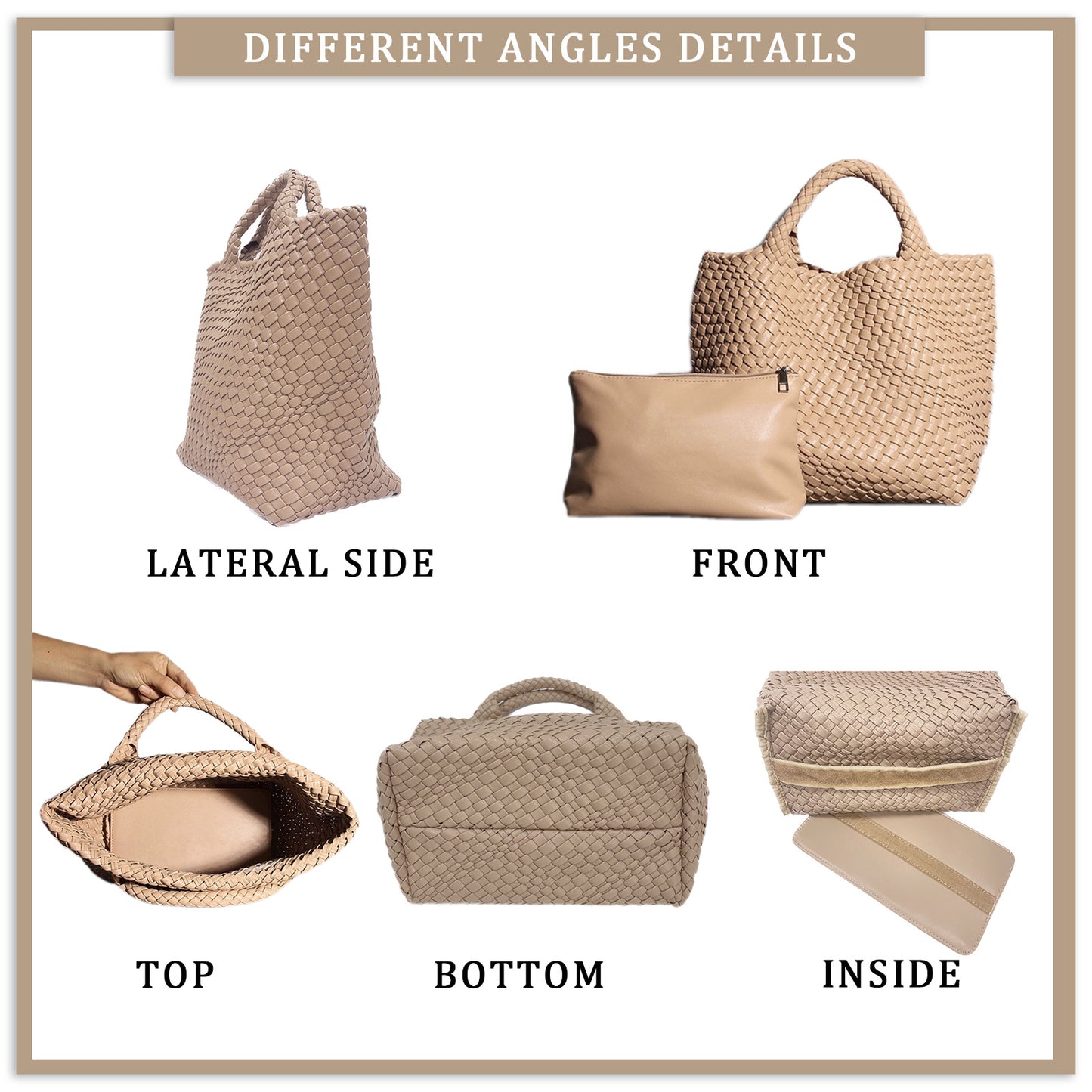 Women's Large Capacity Woven Fashion Double Wrist Shoulder Bags
