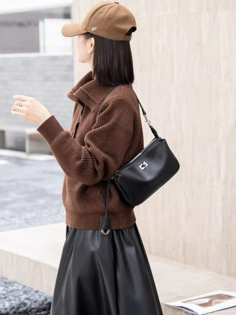 Women's Premium Vintage First Layer Cowhide Mahjong Shoulder Bags