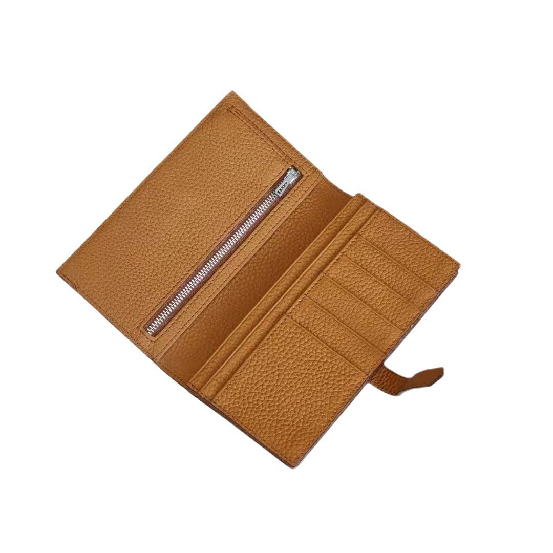 Stylish Cowhide Long Multiple Slots Zipper Handbags