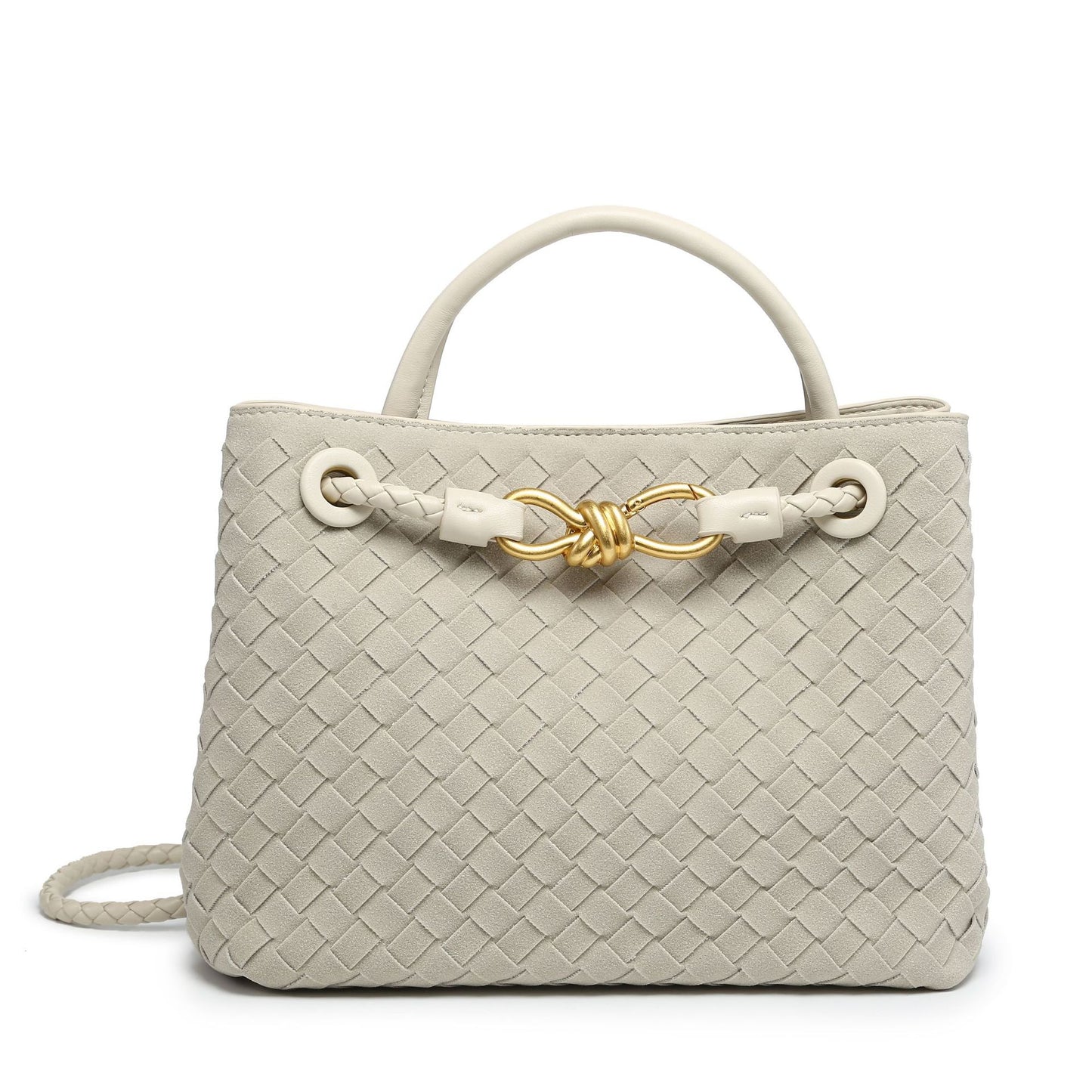Women's Elegant Suede Vintage Bow Woven Shoulder Bags