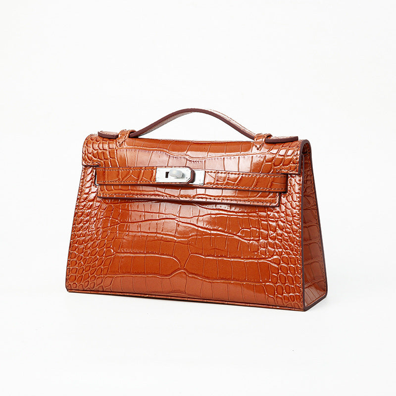 Women's Holding Dinner Crocodile Pattern Chain Genuine Leather Crossbody Bags