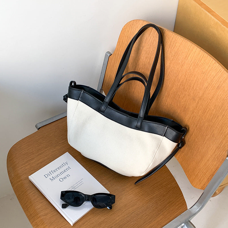 Capacity Commute Design High-grade Canvas Stitching Shoulder Bags