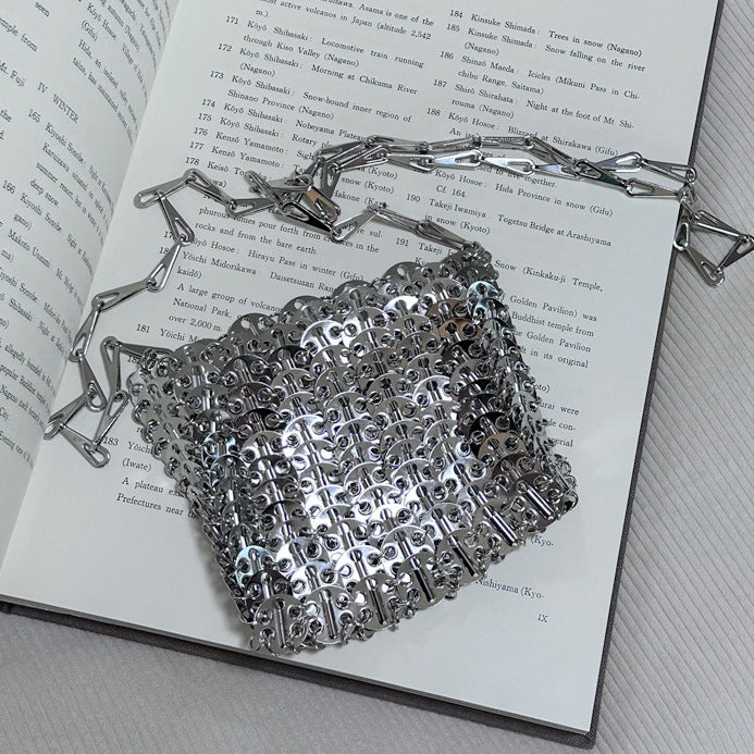 Women's Retro Metal Sequins Chain Hand-woven Sequin Underarm Shoulder Bags