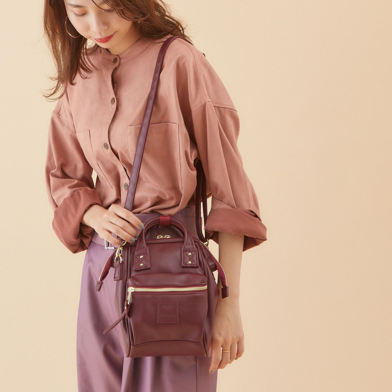 Women's Mini Leather One Large Opening Shopping Crossbody Bags