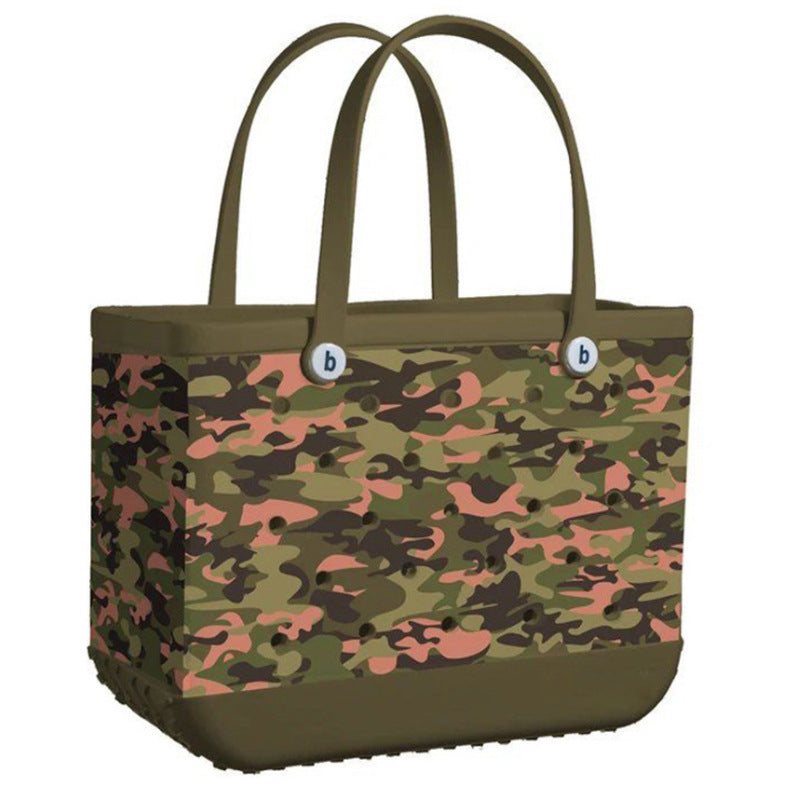 Women's Hole Beach Storage Big Printing Basket Handbags