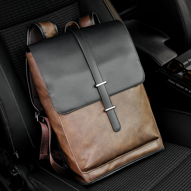 Men's Korean Retro Crazy Horse Large Capacity Backpacks