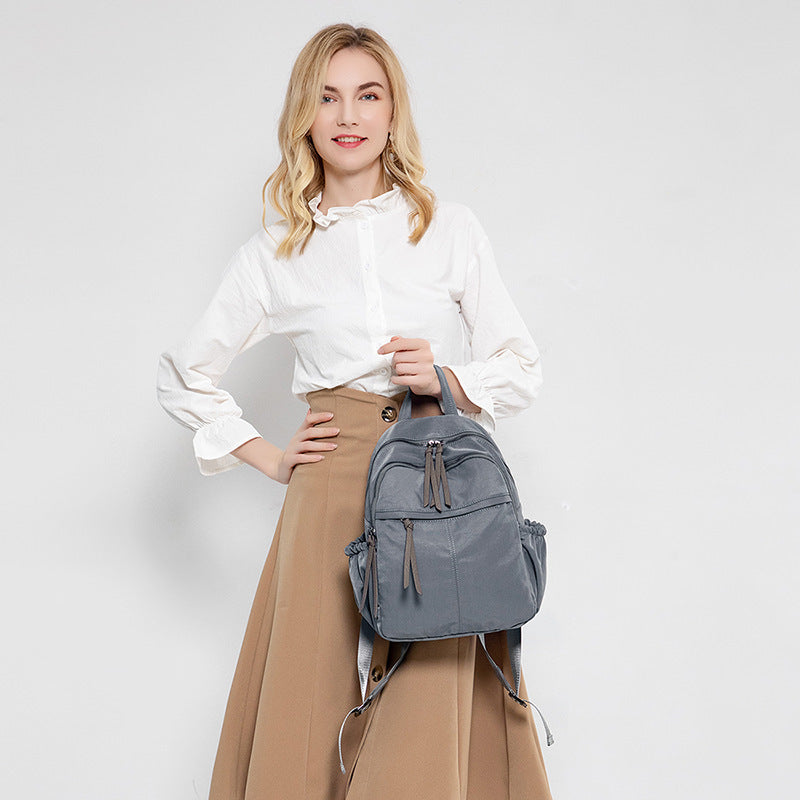 Women's Korean Fashionable Oxford Cloth Simple College Backpacks