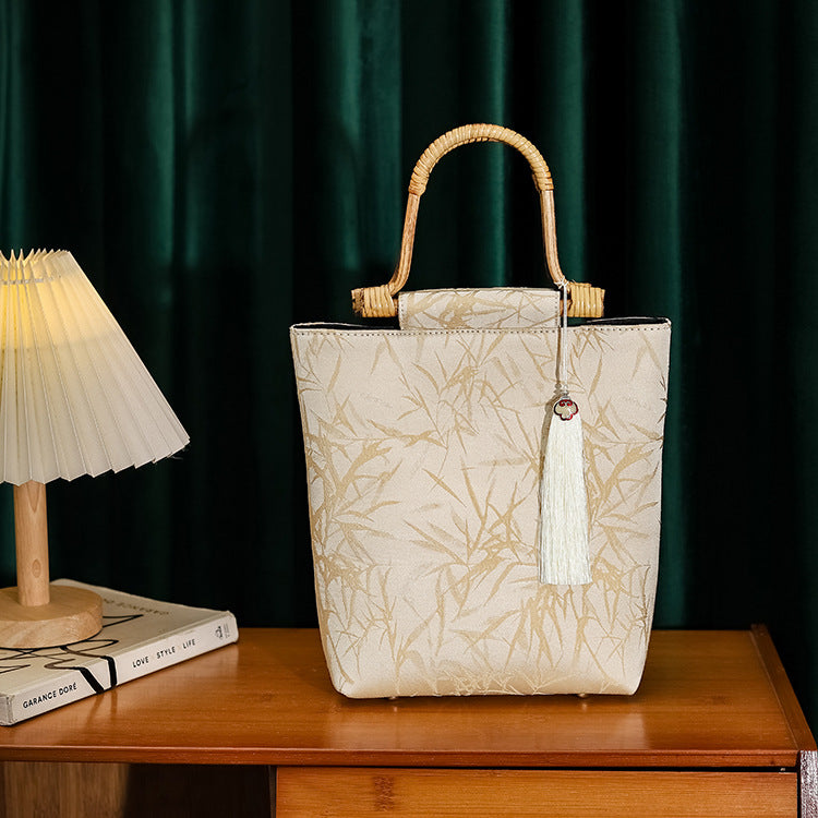 Leaf Printed Wooden Ancient Style Cheongsam Bags