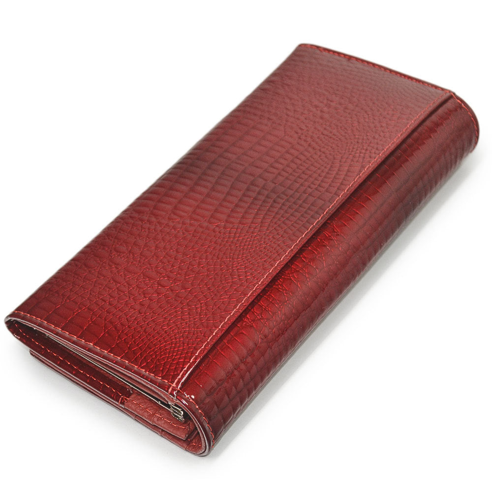 Women's Magnetic Snap Patent Leather Long Multiple Ladies Wallets
