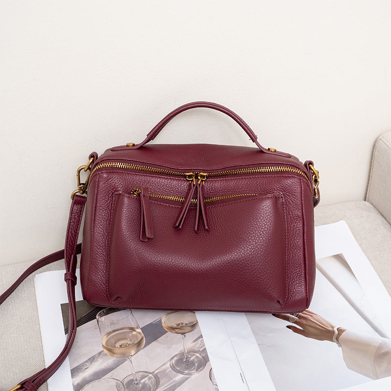 Women's Layer Cowhide Genuine Leather Fashion Advanced Crossbody Bags