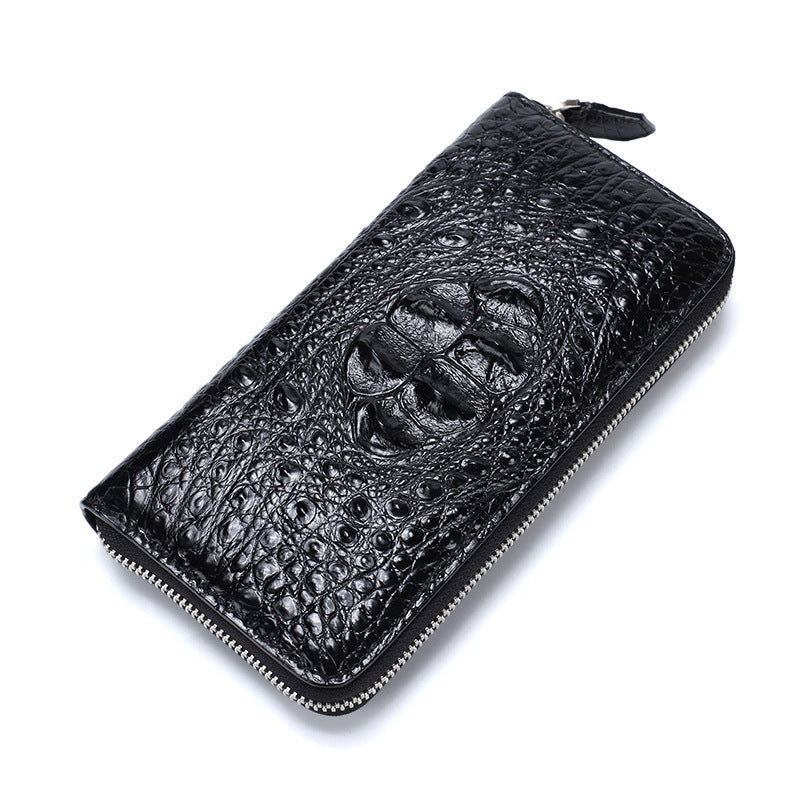 Men's Siamese Crocodile Fish Leather Clutch Large Men's Handbags
