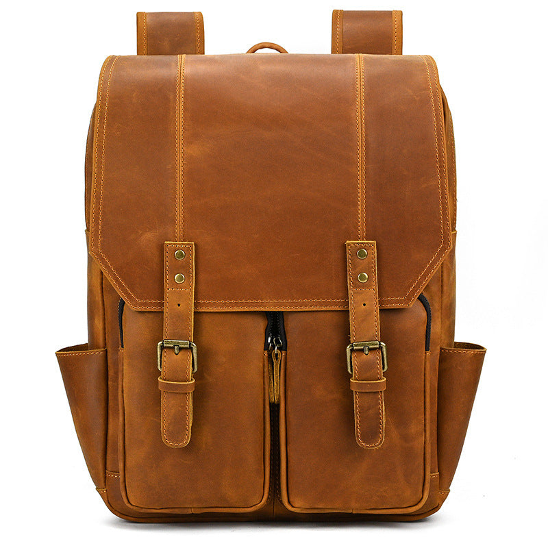 Men's Retro Large Capacity Crazy Horse Leather Backpacks