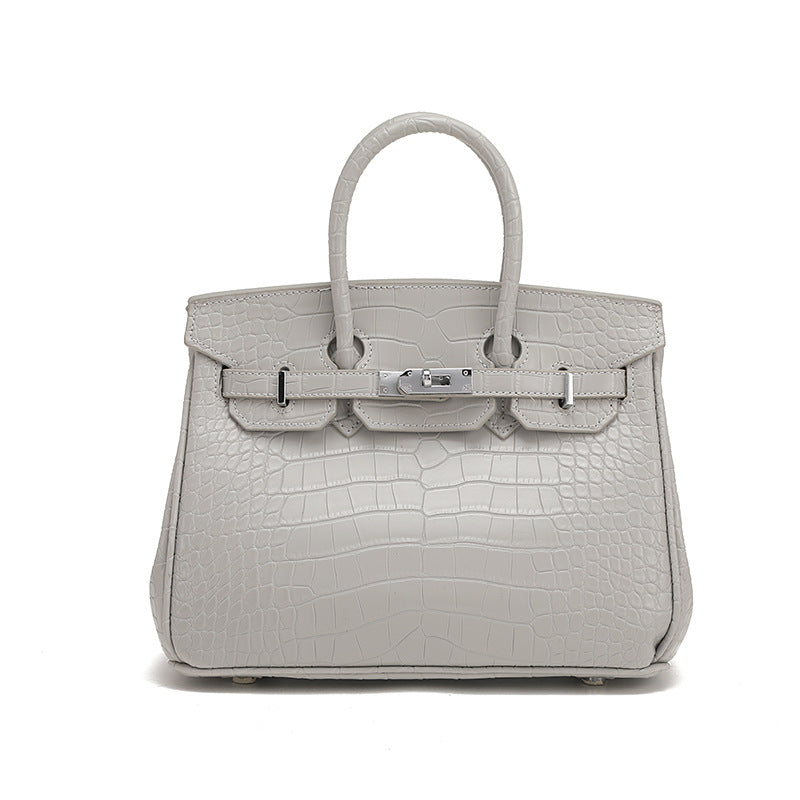 Crocodile Pattern Sier High-grade Large Capacity Handbags