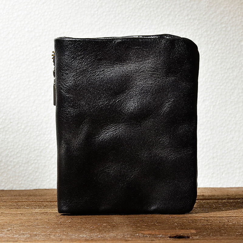 Men's Hand-rub Color Distressed Pleated Vegetable Tanned Men's Wallets