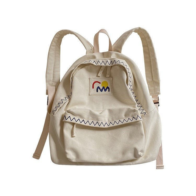 Women's Simple Versatile Canvas High Korean Style Backpacks