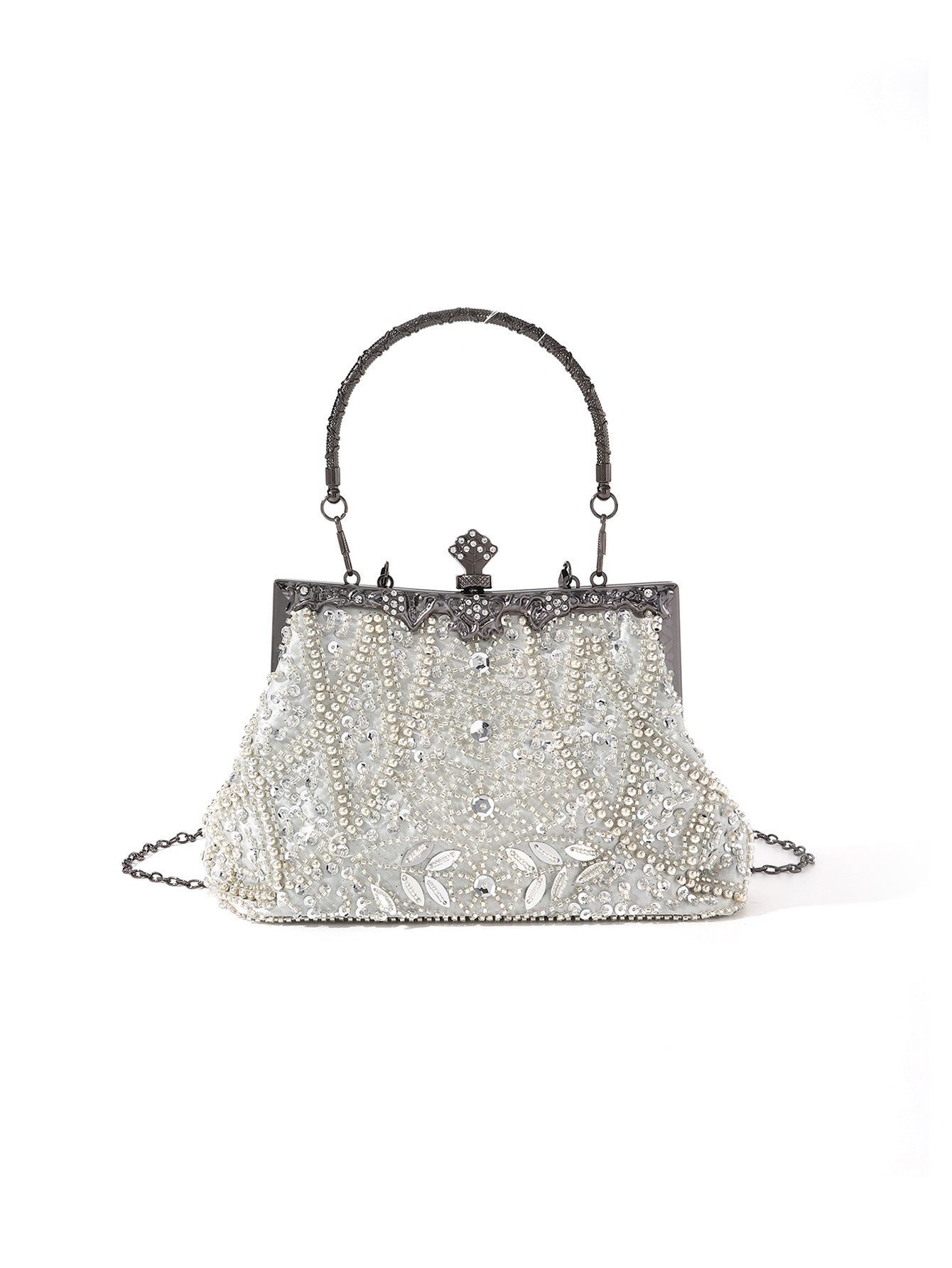 Women's Retro Handmade Pearl Embroidery Beaded Sequins Evening Bags