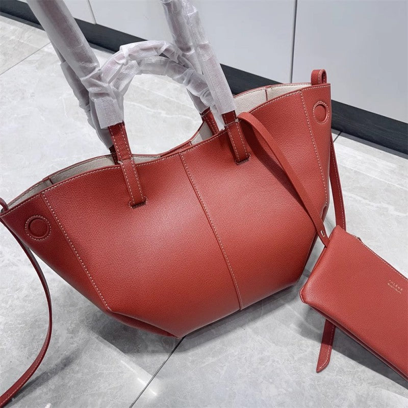 Wings Style Lychee Pattern Cowhide Large Shoulder Bags