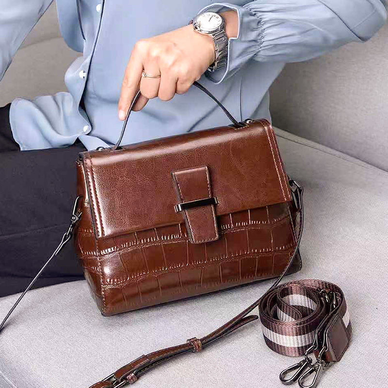 Women's Genuine Leather Fashion Trendy Korean First Layer Handbags