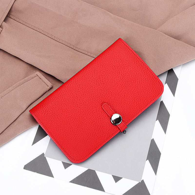 Women's Cowhide Inside Outside Long Clutch Large Ladies Wallets
