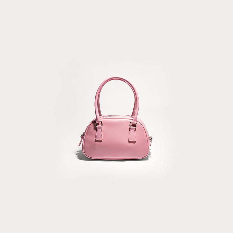 Women's Cow Leather High-grade Boston Portable Bowling Handbags