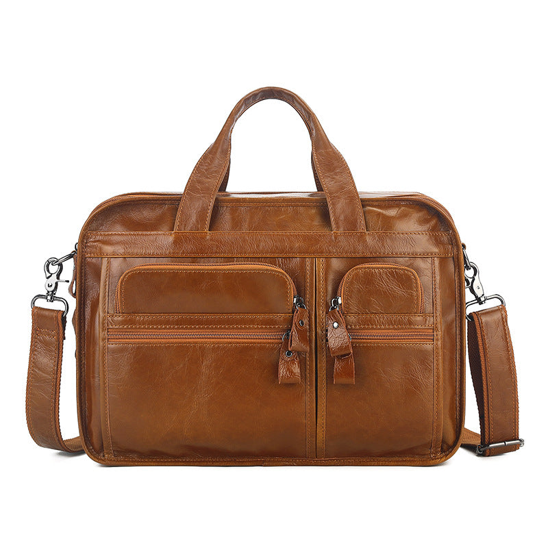 Men's Retro Genuine Leather Business Cowhide Bags