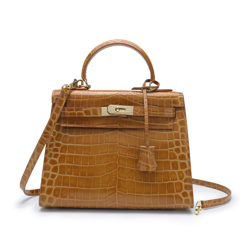 Women's Genuine Leather Fashion Crocodile Pattern Cow Handbags