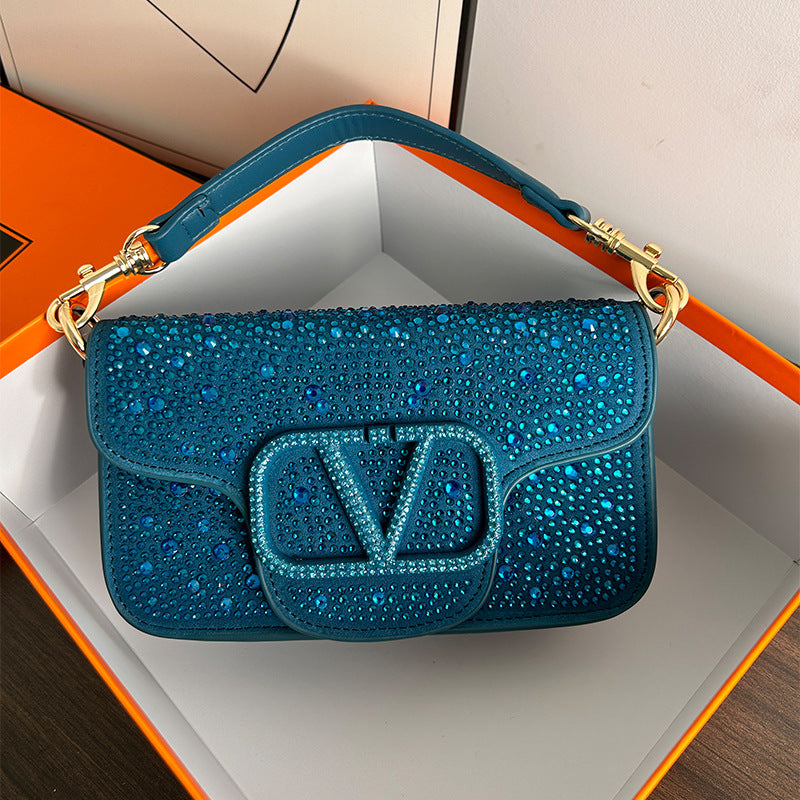 Bright Crystal Sliding Chain Fashion Flip Crossbody Bags