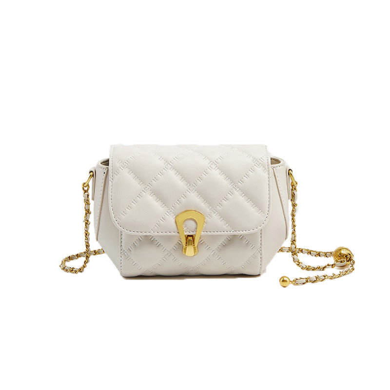 Genuine Leather Fashion Rhombus Chain Golden Shoulder Bags