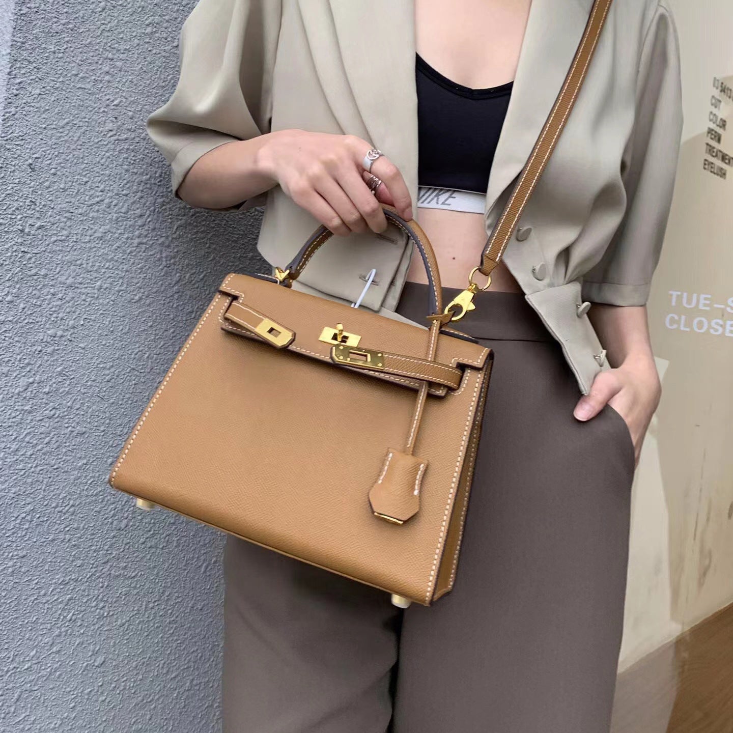 Women's Palm Print Genuine Leather Second Generation Handbags