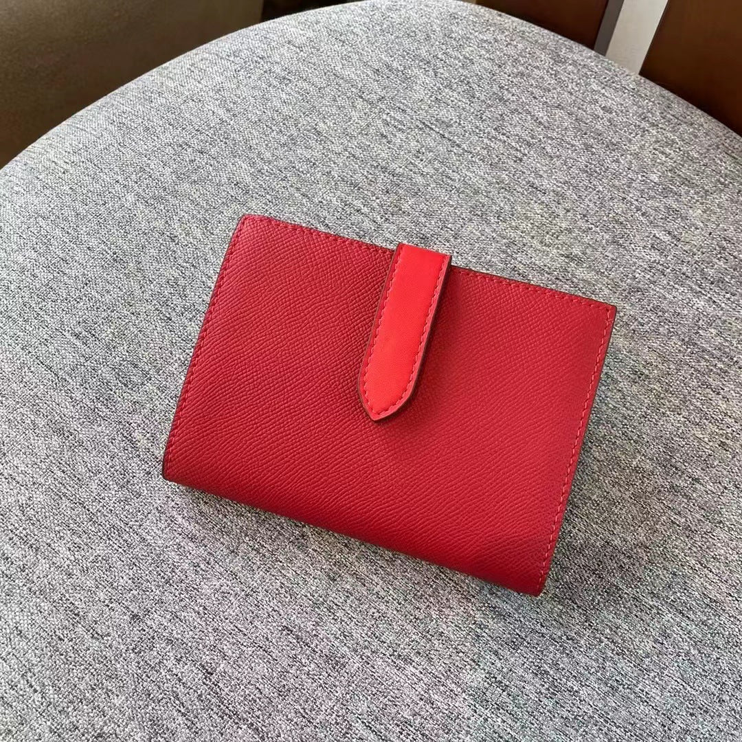 Cowhide Change Contrast Color Design Large Card Holder