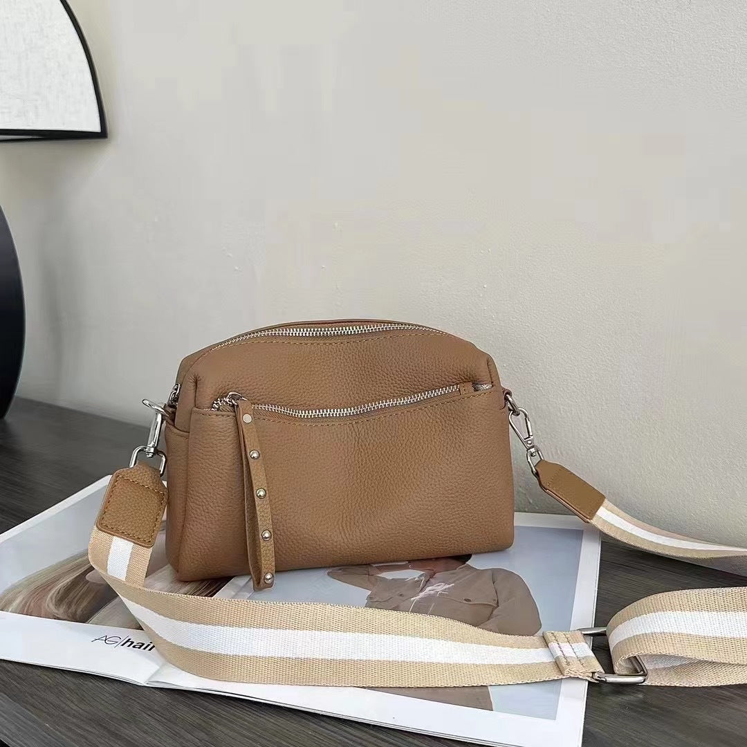 Women's Genuine Leather Wide Strap Cowhide Fashion Crossbody Bags