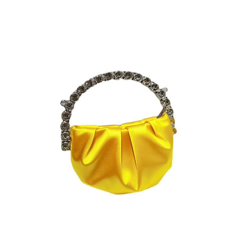 Women's Rhinestone Portable Diamond Pleated Trendy Design Evening Bags