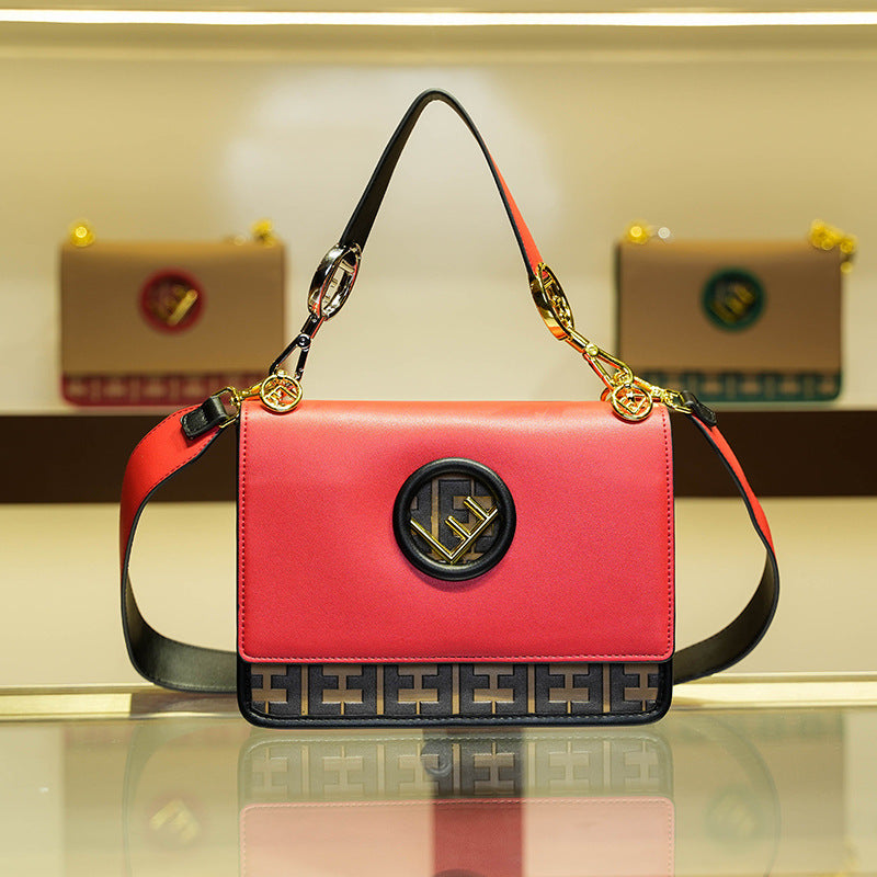 Women's Leather Wide Strap Portable Fashion Embossed Crossbody Bags