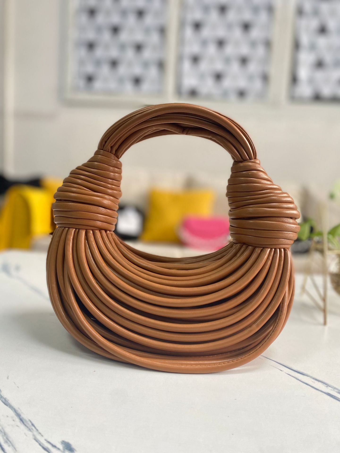 Hand-woven Bends Hitches Design Knotted Pulled Handbags