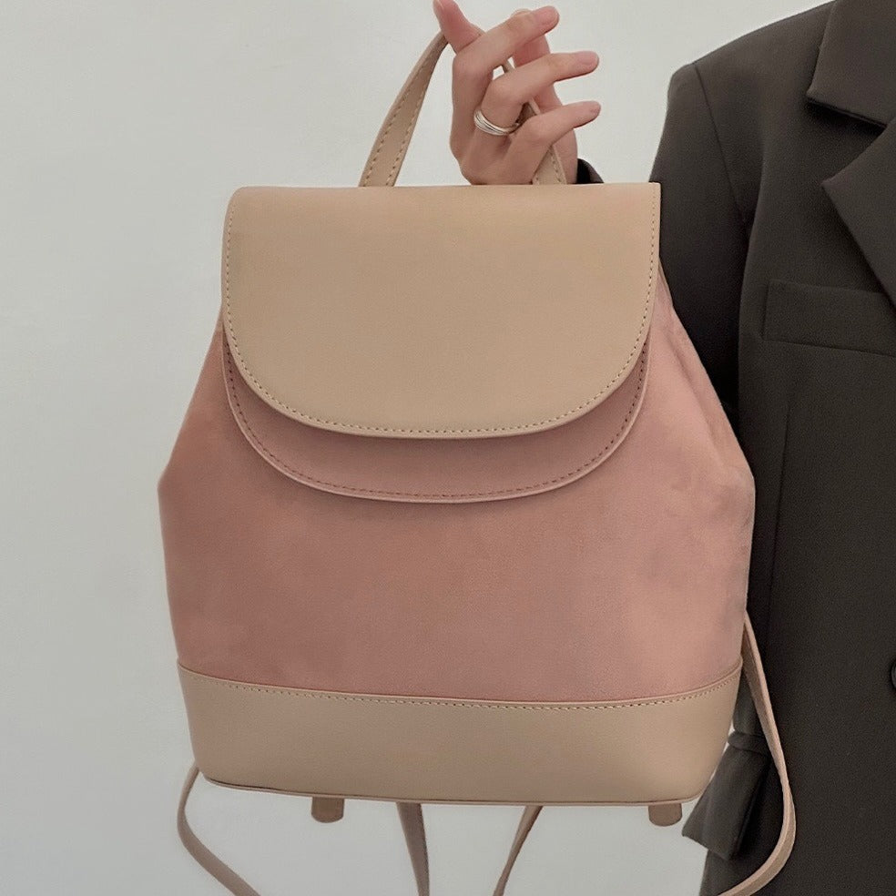 Design Leather Female Contrast Color Versatile Backpacks
