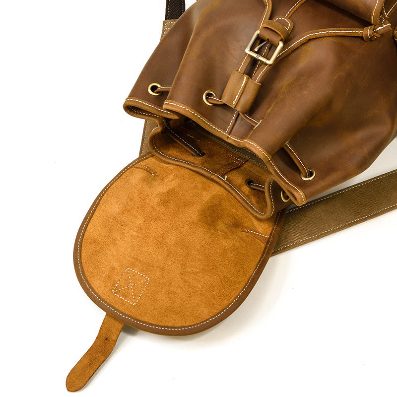 Men's Crazy Horse Leather Fashion Head Cow Backpacks